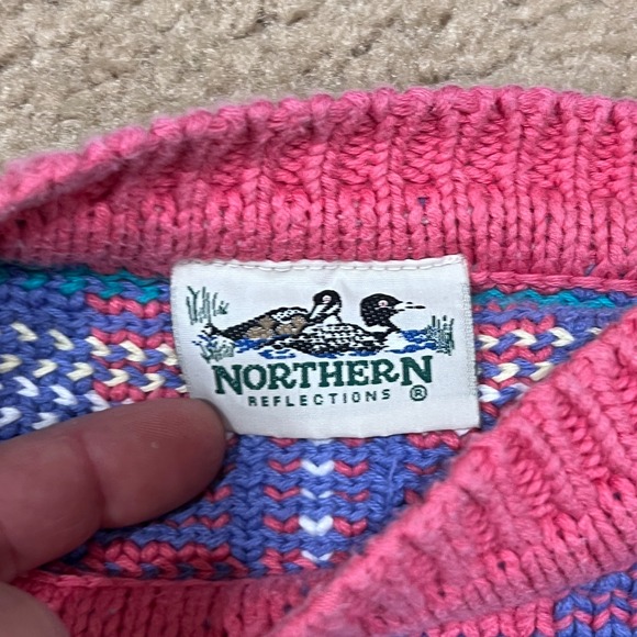 Vintage Multicolor cotton knit grandma sweater - Picture 2 of 5